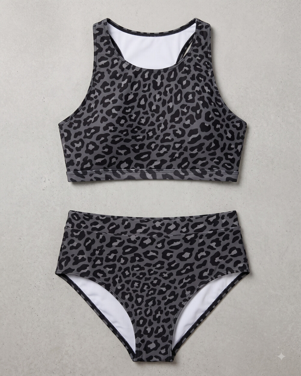 Tempt Me High Waisted Bikini Set – Women's Sporty 2-Piece, Black Leopard, Small